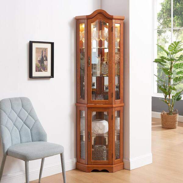 j22　展示品　KINCAID 　照明付き　飾り棚 Corner Hutch Victorian Cherry Corner Curio Pulaski Furniture | Furniture Cart