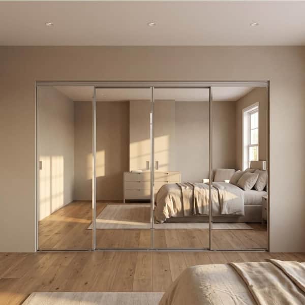 Impact Plus 96 in. x 80 in. Beveled Edge Backed Mirror Aluminum