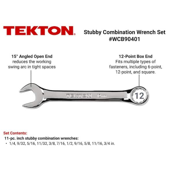 1/4-3/4 in. Stubby Combination Wrench Set (11-Piece)