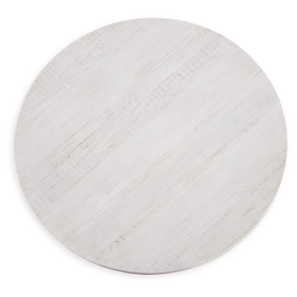 Off-White Round Wood Lift-Top Coffee Table