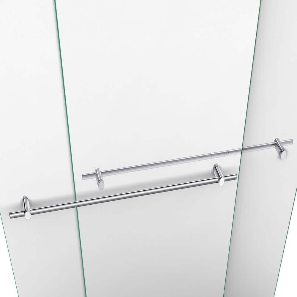 Duet 60" Frameless Clear Glass Sliding Shower Door in Brushed Nickel