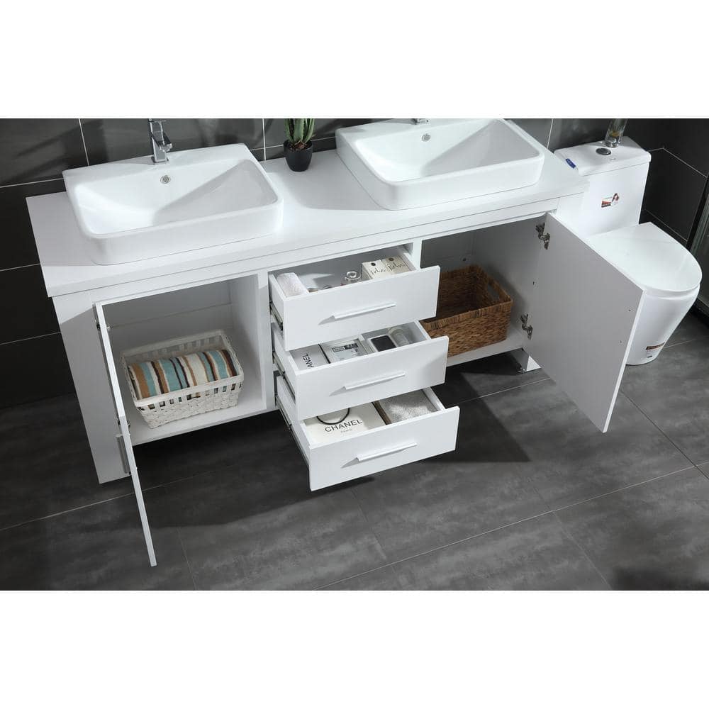 Washington 72" White Veneer Double Sink Vanity Set with Mirrors