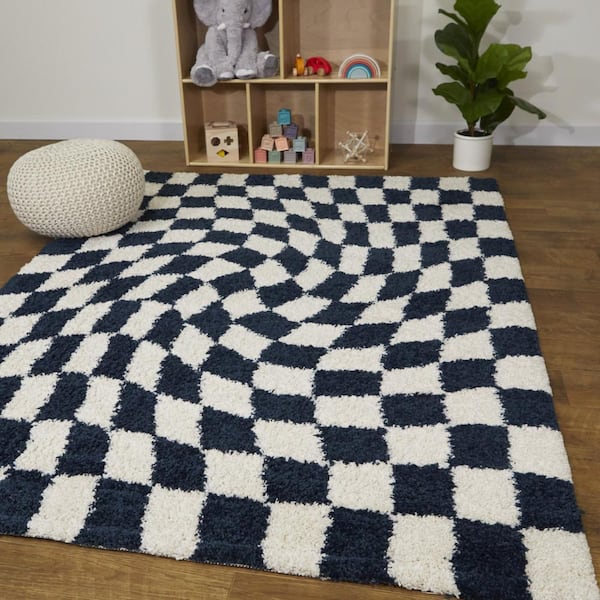 Luther Navy 8 ft. x 10 ft. Checkered Area Rug