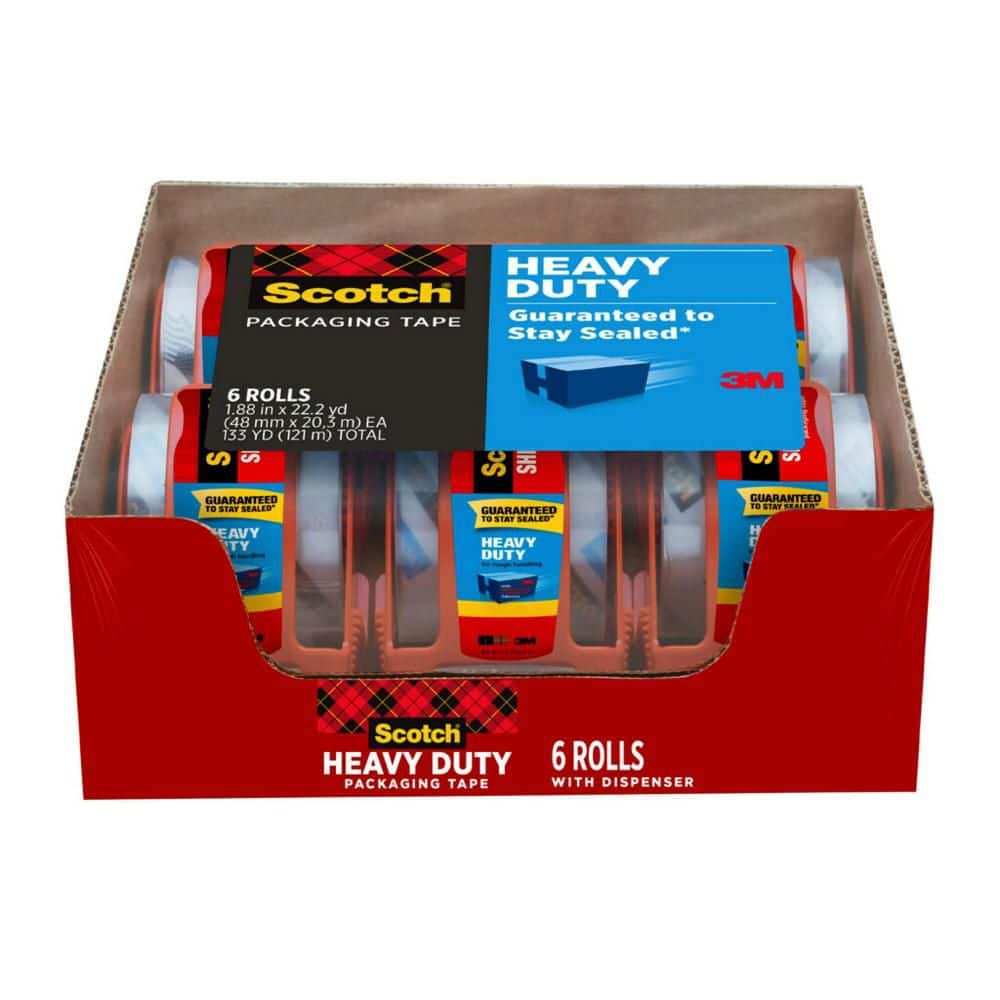 Scotch 1.88 in. x 66.7 ft. Heavy Duty Shipping Packaging Tape (6-Pack with Dispenser)