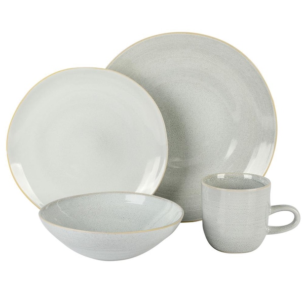 Laurie Gates 16 Piece In Grey Round Stoneware Dinnerware Set