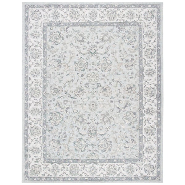SAFAVIEH Glamour Light Blue/Ivory 8 ft. x 10 ft. Floral Border Area Rug