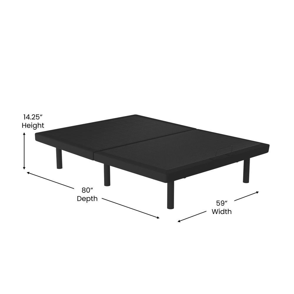Black Adjustable Upholstered Queen Metal Bed Frame