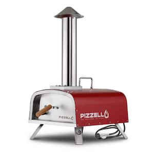 Turpone 12 in. Mini Rotating Stone Propane Outdoor Pizza Oven with Peel in Stainless Steel, Silver
