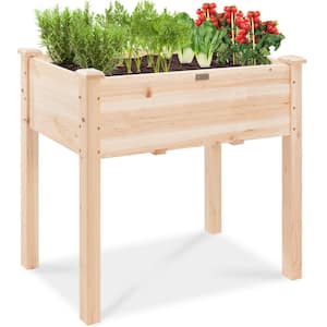 34 in. x 18 in. x 30 in. Elevated Garden Bed, Wood Raised Planter Box with Bed Liner