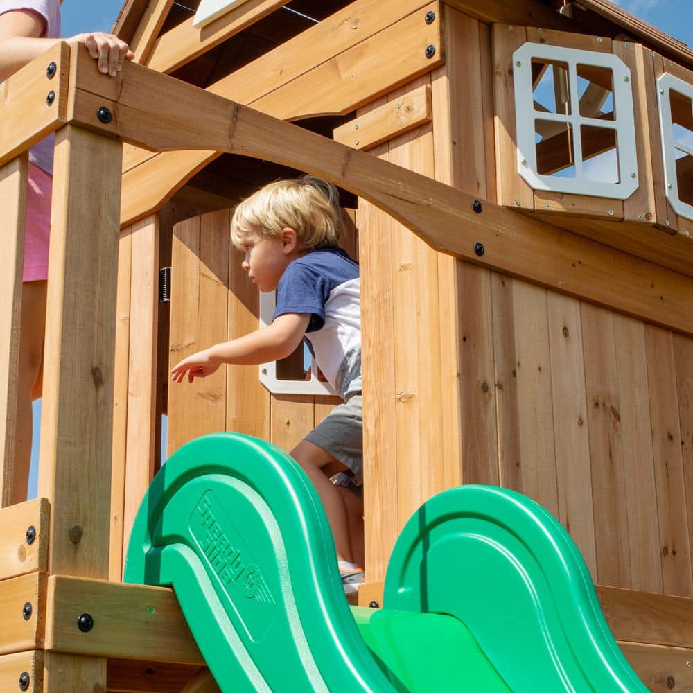 Montpelier Cedar Wood Swing Set with Slide and Monkey Bars
