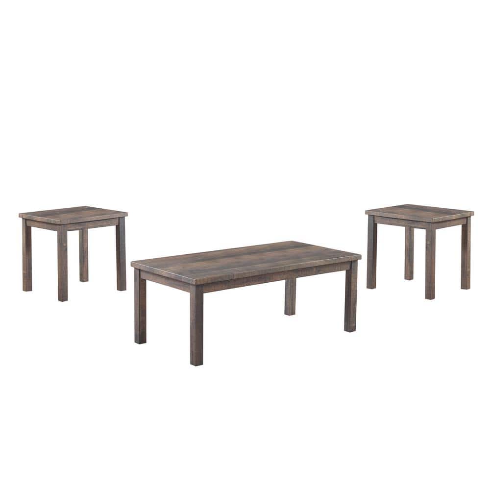 Furniture of America Drant 47.75 in. Rustic Natural Tone Rectangle Wood Coffee Table Set with 3-Piece -  IDF-4550-3PK