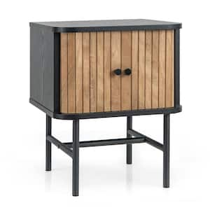 Black 0-Drawer 16 in. W Nightstand with Cabinet