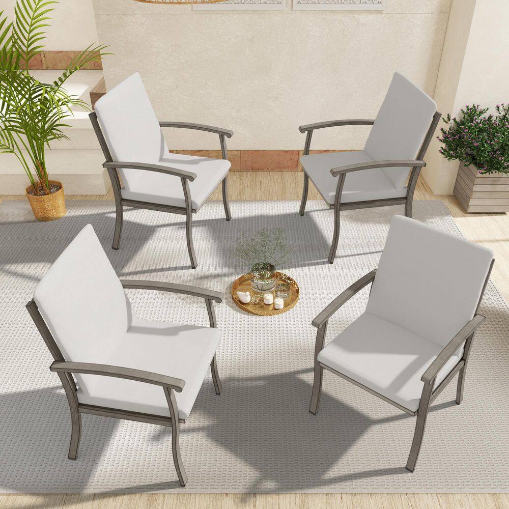 AluLux Gray Aluminum Patio Dining Chairs with Light Gray Cushions (4-Pack) price history on PriceWatchPro