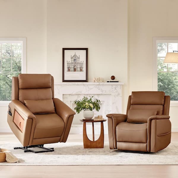 Spruce & Spring Holden Saddle Modern Leather Lift Recliner with