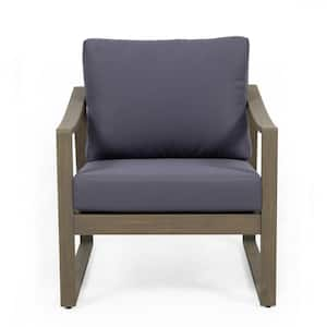 Light Grey Acacia Wood Outdoor Lounge Chair with Dark Grey