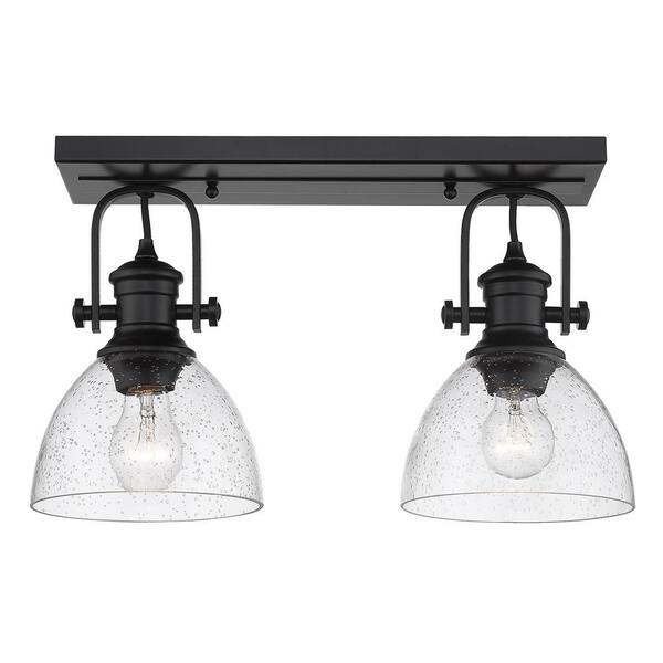 black seeded glass flush mount light