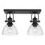 Golden Lighting Hines 7 in. Black with Seeded Glass 3-Light Semi-Flush ...