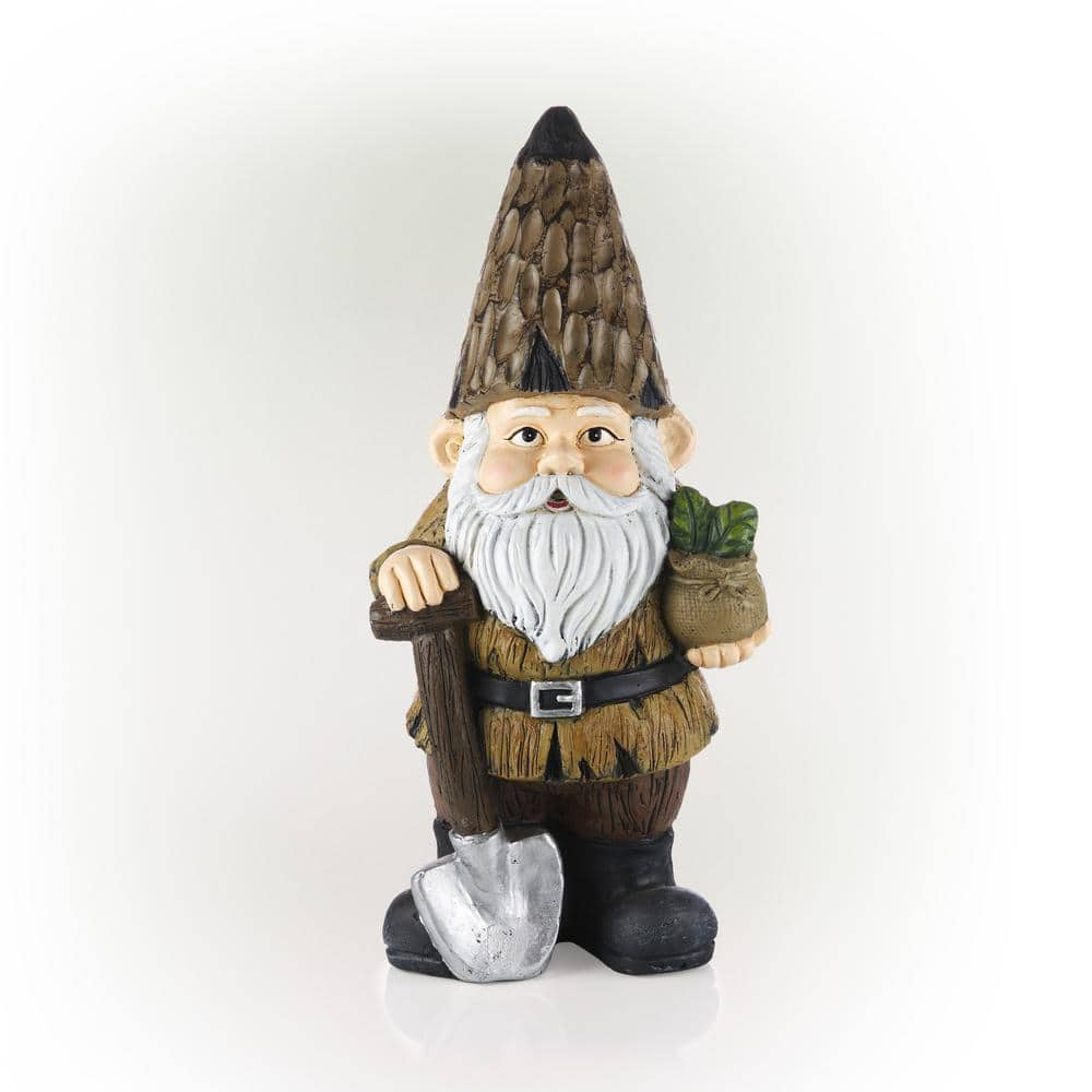 Alpine Corporation 16 in. H Indoor/Outdoor Garden Gnome with Shovel and ...