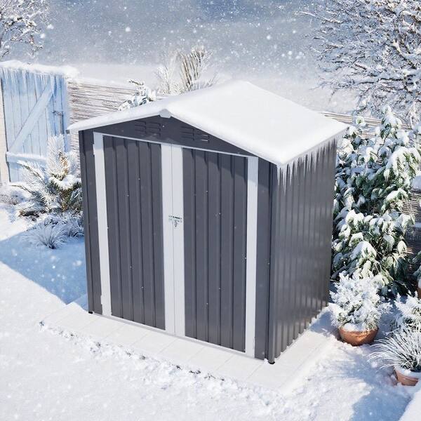 6 ft. W x 4 ft. D Metal Shed with Double Door, With base frame