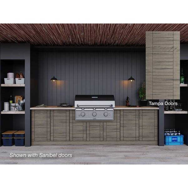 Weatherstrong Tampa Weatherwood 17 Piece 121 25 In X 34 5 In X 28 In Outdoor Kitchen Cabinet Set Wse120wm Twd The Home Depot