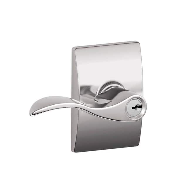 Schlage Accent Bright Chrome Keyed Entry Door Lever with Century Trim