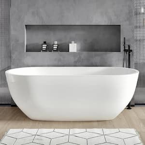 Clair 60 in. Acrylic Faltbottom Freestanding Bathtub in White