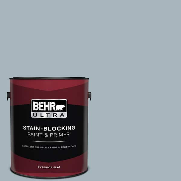 BEHR ULTRA 1 gal. #N480-3 Shadow Blue Flat Exterior Paint & Primer