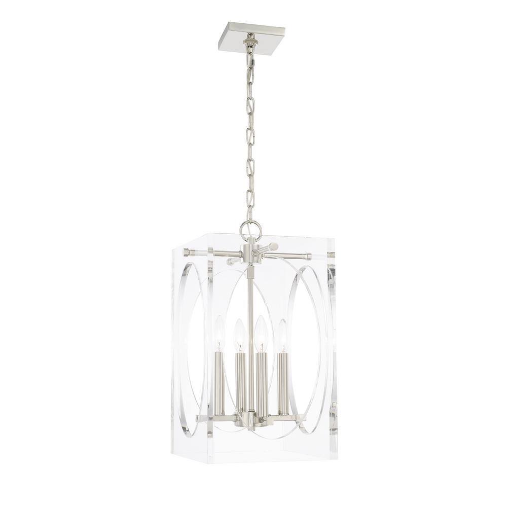 Polished Nickel Mini 4-Light Crystal Candle Chandelier