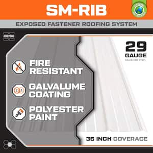 8 ft. SM-Rib Galvalume Steel 29-Gauge Roof/Siding Panel in White
