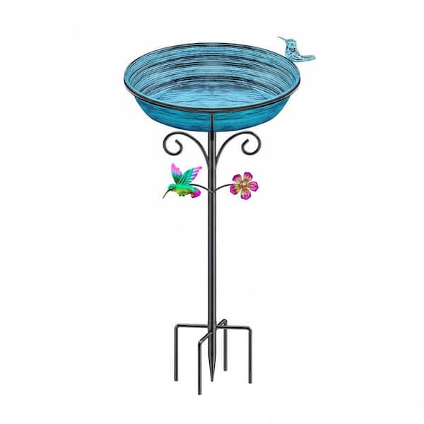 Blue Freestanding Garden Bird Baths Bowl