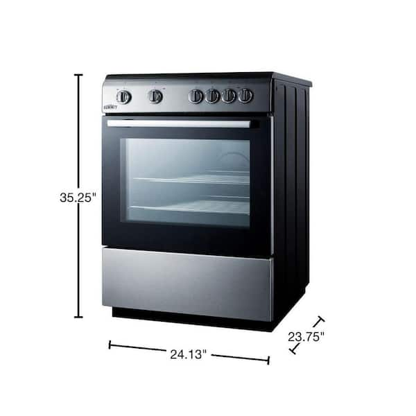 BRAVO KITCHEN 24-in Smooth Surface 4 Elements 2.9-cu ft Slide-in Electric  Range (Stainless Steel) in the Single Oven Electric Ranges department at