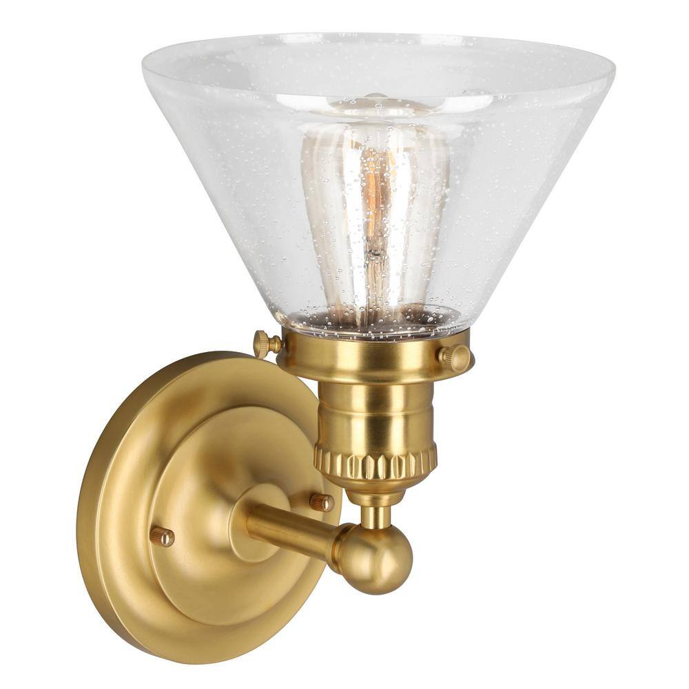 Augustin Satin Gold Transitional Seedy Glass Wall Light