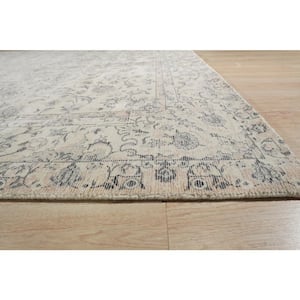 Beige 8 ft. x 10 ft. Hand-Knotted Wool Classic Wool and Viscose Kerman-Kashan-Isfahan Rug Area Rug