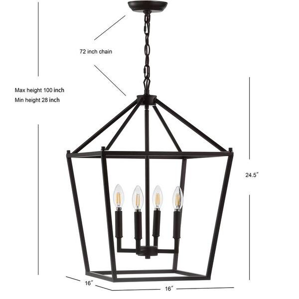 JONATHAN Y Pagoda 16 in. 4-Bulb Oil Rubbed Bronze Lantern JONATHAN Y Pagoda 16 in. 4-Bulb Oil Rubbed Bronze Lantern
