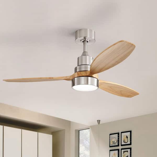 CACI Mall 52 in. Indoor/Outdoor Nickel Ceiling Fan Integrated LED with Light Kit and Remote Control