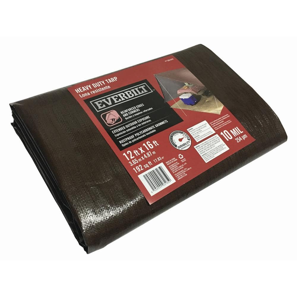 Everbilt 12 ft. x 16 ft. Heavy Duty Silver/Brown Tarp 333610 - The