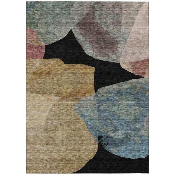 Chantille Machine Washable Indoor/Outdoor Abstract ACN2901 Black 10 ft. x 14 ft. Area Rug