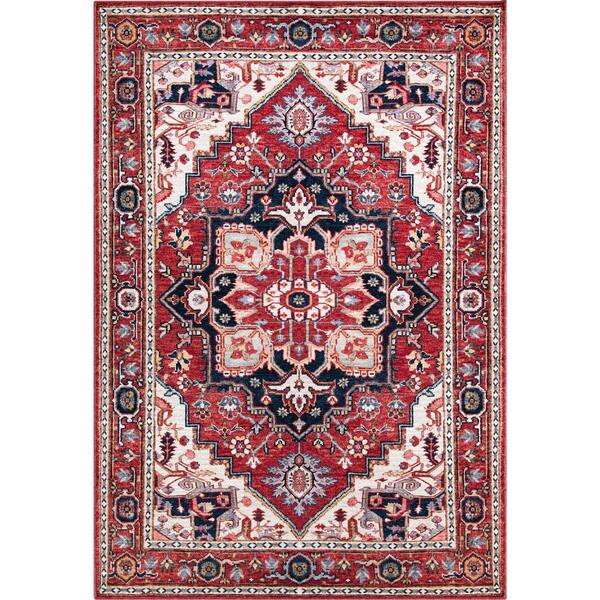 Abani Molana Traditional Red 4 ft. x 6 ft. Medallion Area Rug