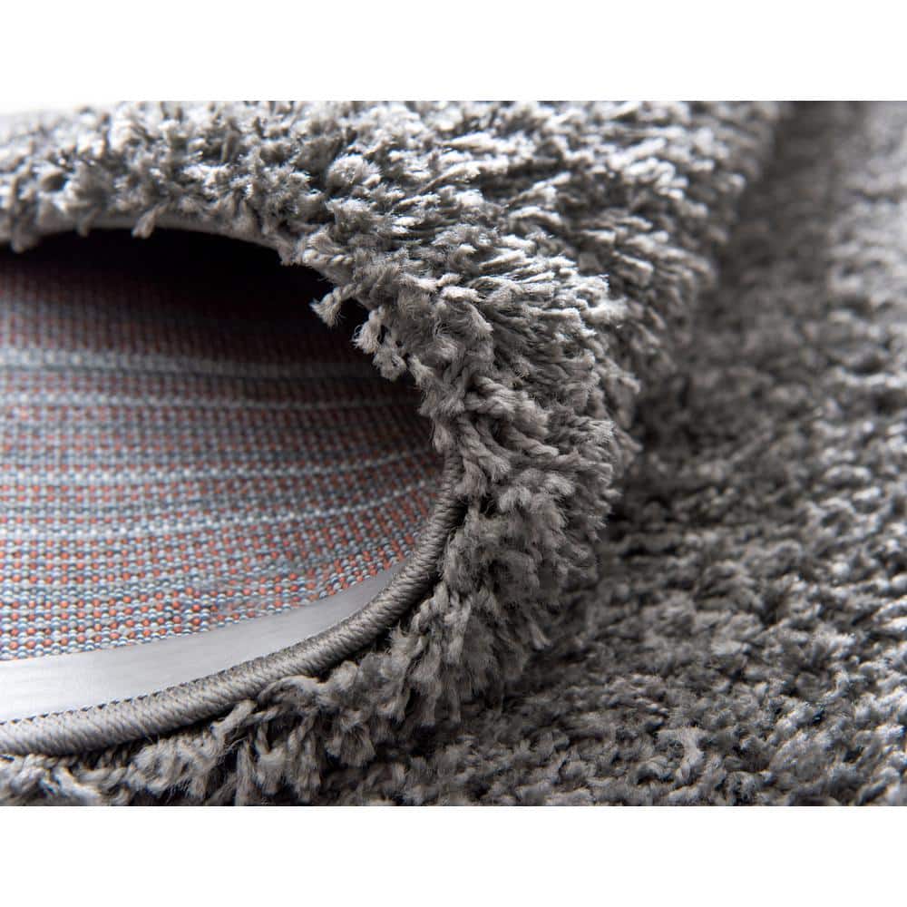 Lavish Gray Square Synthetic Shag Rug for Kids' Rooms