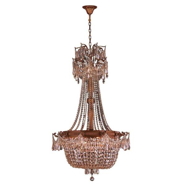 Worldwide Lighting Winchester Collection 10-Light French Gold and Golden Teak Crystal Chandelier