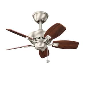 Canfield 30 in. Indoor/Outdoor Brushed Nickel Downrod Mount Ceiling Fan with Pull Chain for Covered Patios
