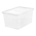 58 qt. Snap Top Plastic Storage Box in Clear with Gray Lid 500220