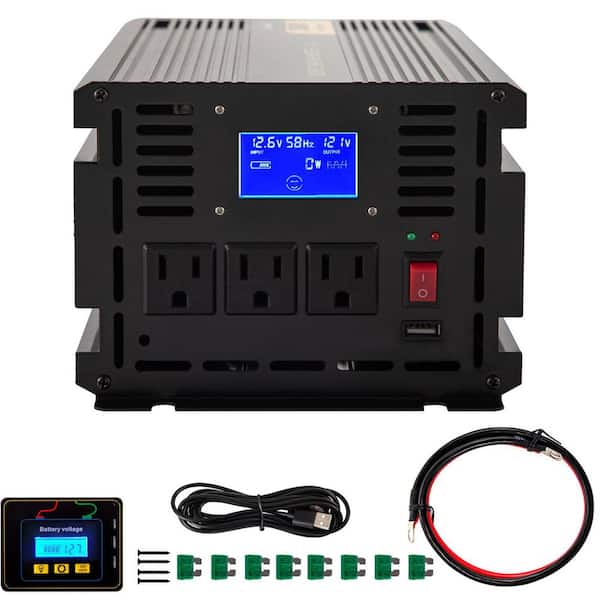 Power Inverter 2000W Modified Sine Wave Inverter DC 12V to AC 120V Car Converter with LCD Display Remote Controller