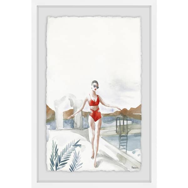 Unbranded 18 in. H x 12 in. W "Swim in Red" by Parvez Taj Framed Wall Art