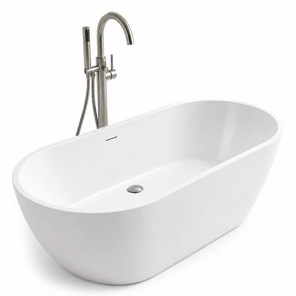 ANZZI Mone 67 in. x 29 in. Flat Bottom Freestanding Soaking