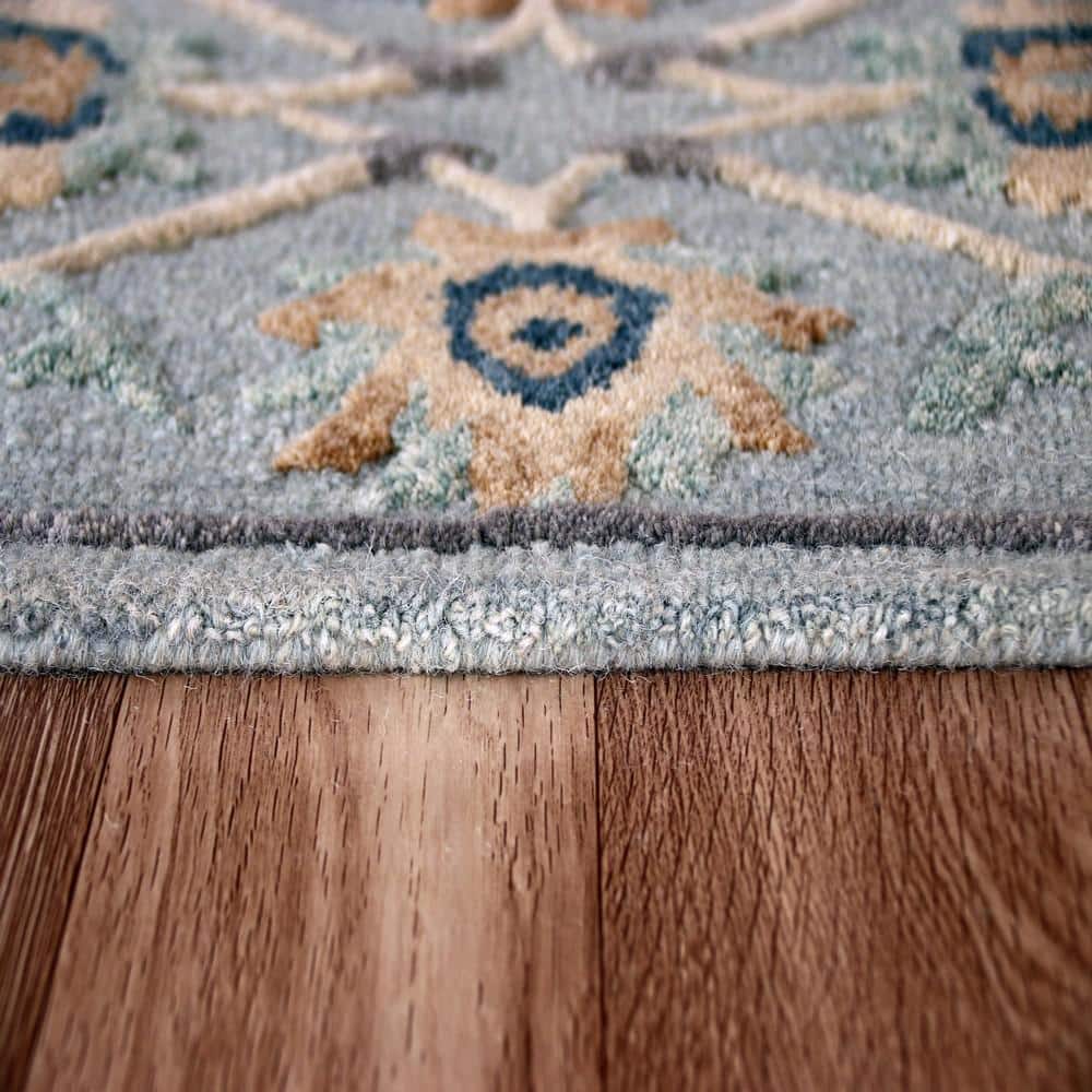 Handmade Tufted Wool Runner Rug, 2'3" x 6'9", Blue Stain-Resistant