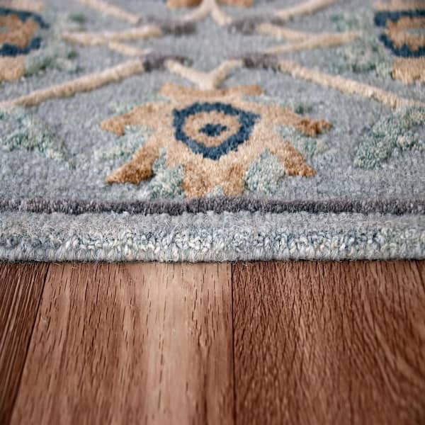 Brenna Traditional Blue/Beige 2 ft. 3 in. x 6 ft. 9 in. Floral Filigree Wool Runner Rug