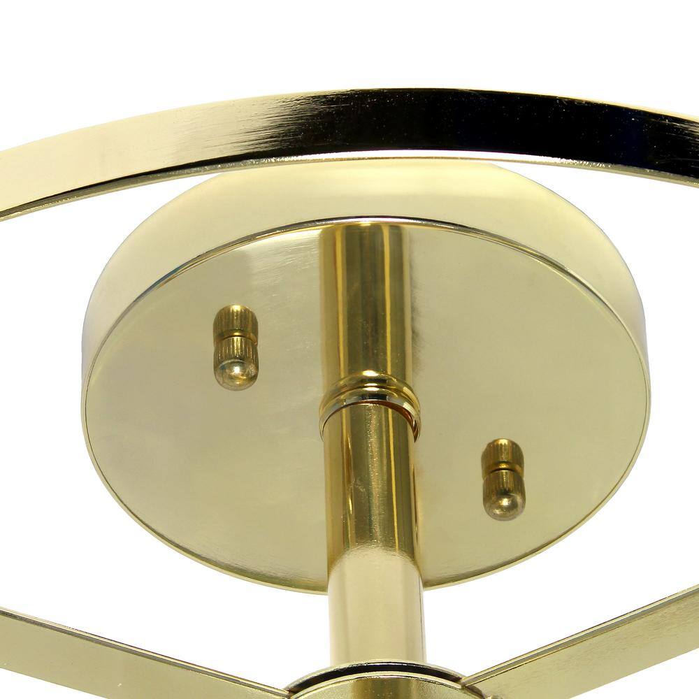 Gold and Glass 13" 3-Light Farmhouse Semi Flush Mount