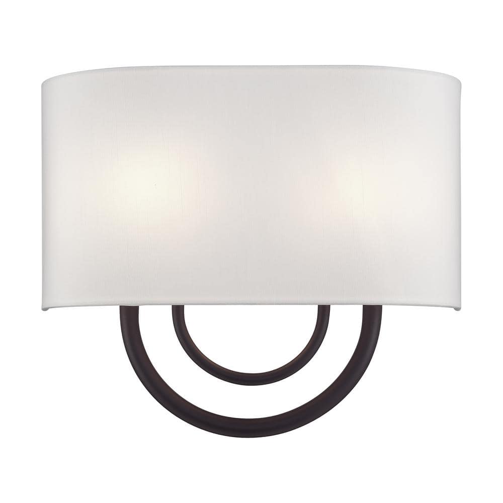 Stratton 13 in. 2-Light Bronze ADA Wall Sconce with Off-White Fabric Shade price history on PriceWatchPro