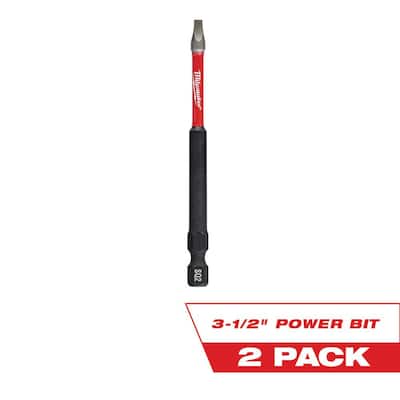 SHOCKWAVE Impact Duty 3-1/2 in. Square #2 Alloy Steel Screw Driver Bit (2-Pack)